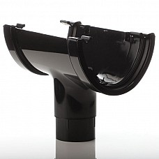 Floplast Black 115mm Deep Flow Gutter Running Outlet – Efficient Water Flow Connection
