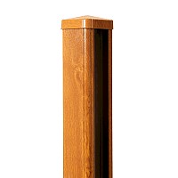8' Golden Oak Woodgrain Effect PVC Fence Post with Steel Insert