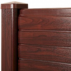 Rosewood Woodgrain Effect PVC Fence / Gravel Board 6' x 12" Interlocking 300mm High
