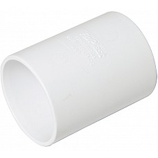 Floplast 50mm Straight Solvent Weld Joint - White Polypropylene Fitting