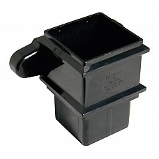 65mm Black Square Classic Downpipe Socket - With Lugs