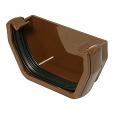 114mm Brown Square Gutter External Stop End | Aquaflow