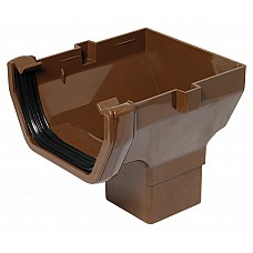 114mm Brown Square Gutter Stop End Outlet | Connects to 65mm Square Downpipe
