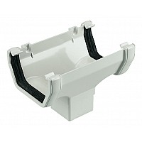 114mm White Square Gutter In-Line Running Outlet | Watertight Downpipe Connector