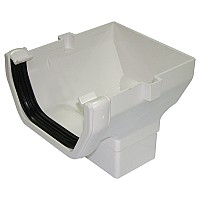 114mm White Square Gutter Stop End Outlet | Close-Fitting Downpipe Connector
