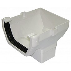 114mm White Square Gutter Stop End Outlet | Close-Fitting Downpipe Connector