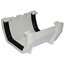 114mm White Square Gutter Union Joint | Secure Gutter Connector