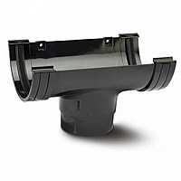 Polypipe 150mm Black Half Round Running Outlet for Industrial Gutter System