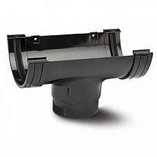 Polypipe 150mm Black Half Round Running Outlet for Industrial Gutter System