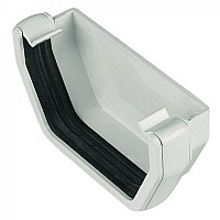 114mm White Square Gutter External Stop End | Watertight Gutter End Cap