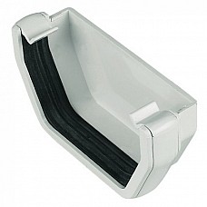 114mm White Square Gutter External Stop End | Watertight Gutter End Cap