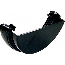 112mm Black Half-Round Gutter - External Stop End with Watertight Seal