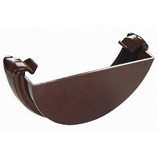 112mm Brown Half Round Gutter External Stop End | Watertight Gloss Finish