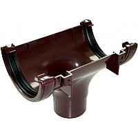 112mm Brown Half Round Gutter - In-Line Running Outlet | Leak-Proof Gloss Finish