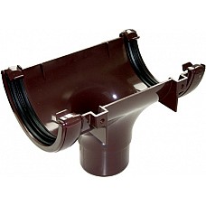 112mm Brown Half Round Gutter - In-Line Running Outlet | Leak-Proof Gloss Finish