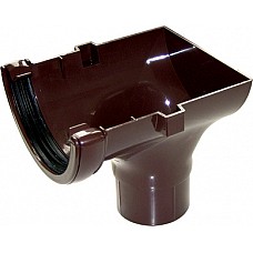 112mm Brown Half Round Gutter Stop-End Outlet - Aquaflow