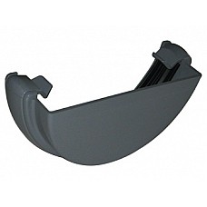 112mm Grey Half Round Gutter External Stop End - Aquaflow