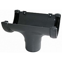 112mm Grey Half Round Gutter In-Line Running Outlet - Aquaflow