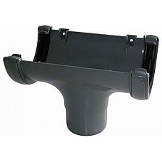 112mm Grey Half Round Gutter In-Line Running Outlet - Aquaflow