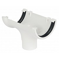 112mm White Half Round Gutter In-Line Running Outlet