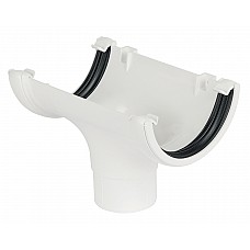 112mm White Half Round Gutter In-Line Running Outlet