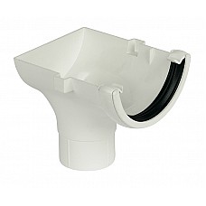 112mm White Half Round Gutter Stop End Outlet