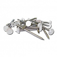 White 30mm Polytop Pins – Stainless Steel, White Headed Nails, Pack of 200