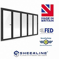 Made-to-Measure Aluminium 5-Panel Bi-Fold Door – Anthracite Grey with Market-Leading Thermal Performance