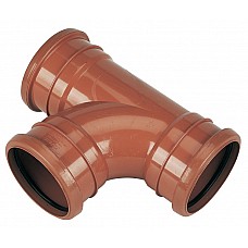 110mm Underground Pipe Triple Socket Tee Junction 87.5° - D191, PVCu for Drainage & Sewerage
