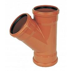 110mm Underground Pipe Triple Socket Y-Junction 45° - D211, PVCu for Gravity Drainage & Sewerage