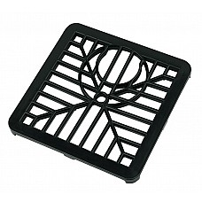 Spare Square Grid (Polypropylene) - D502, 150 x 150mm, Black with Downpipe Knock-out Section