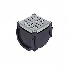 FloPlast Flodrain Drain Corner with Galvanised Grate for Surface Channel Drainage