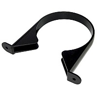 (SP82B) Black Soil Pipe Clip - 110mm Stand Off Two-Screw Pipe Clip, Double Fixing Holes