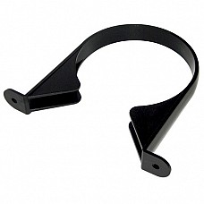 (SP82B) Black Soil Pipe Clip - 110mm Stand Off Two-Screw Pipe Clip, Double Fixing Holes