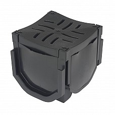 FloPlast FloDrain Corner Unit Black – 110mm x 110mm for Flodrain Surface Channel
