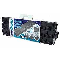 FloPlast FloDrain Domestic Channel Drainage Garage Pack – Black 125mm x 1040mm, 3m Kit with Anti-Slip Grating