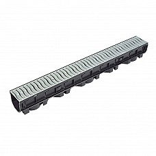 FloPlast Flodrain Channel Drain with Galvanised Grate – 101cm x 115mm, Linkable System for Surface Water Drainage