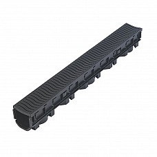 FloPlast FloDrain Channel Drain & Grate Black – 101cm x 115mm, Recycled Polypropylene with Universal End Cap