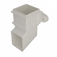 65mm White Square Classic Downpipe Shoe with Lugs | Traditional Gutter Spout