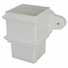 65mm White Square Classic Downpipe Socket with Lugs | Traditional Gutter Joiner