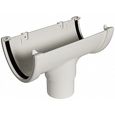 Floplast 115mm White Deep Flow Gutter Running Outlet