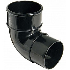 Floplast 68mm Black Round 90º Down Pipe Bend (RB1B) – Gloss Black for Efficient Downpipe Redirection