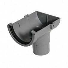 Stopend Outlet - Floplast 76mm Miniflo Gutter - Grey