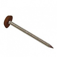 Brown 30mm Polytop Pins - Stainless Steel Brown Headed Nails for uPVC Fascias, Flat Boards & Soffits (250 Pack)