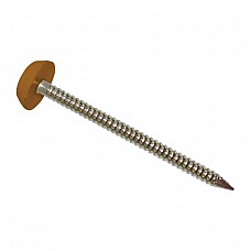 Light Oak 40mm Polytop Pins - Stainless Steel Headed Nails for 9mm Fascia uPVC Plastic Boards