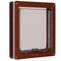 Catmate 221 4-Way Locking Large Cat Flap - Brown | Self Lining 50mm | For Cats & Small Dogs Up to 14"