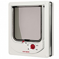 Cat Mate 254 Electromagnetic Cat Flap for Wood & Walls | 4-Way Lock, Battery Powered | White/Brown