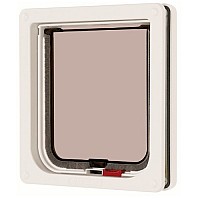 Cat Mate Standard Locking Cat Flap - 304 White | 7 5/8" x 7 7/8" | Ideal for Thin Wooden Doors