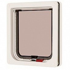 Cat Mate Standard Locking Cat Flap - 304 White | 7 5/8" x 7 7/8" | Ideal for Thin Wooden Doors