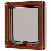 Cat Mate Standard Locking Cat Flap - 304 Brown | 7 5/8" x 7 7/8" | Ideal for Thin Wooden Doors